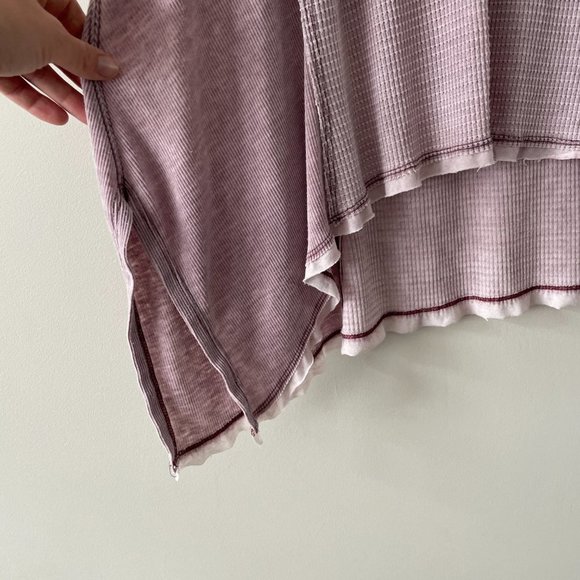 Free People Pacific Drippy Waffle Knit Thermal Tunic Plunging Top Purple Small - Picture 4 of 8